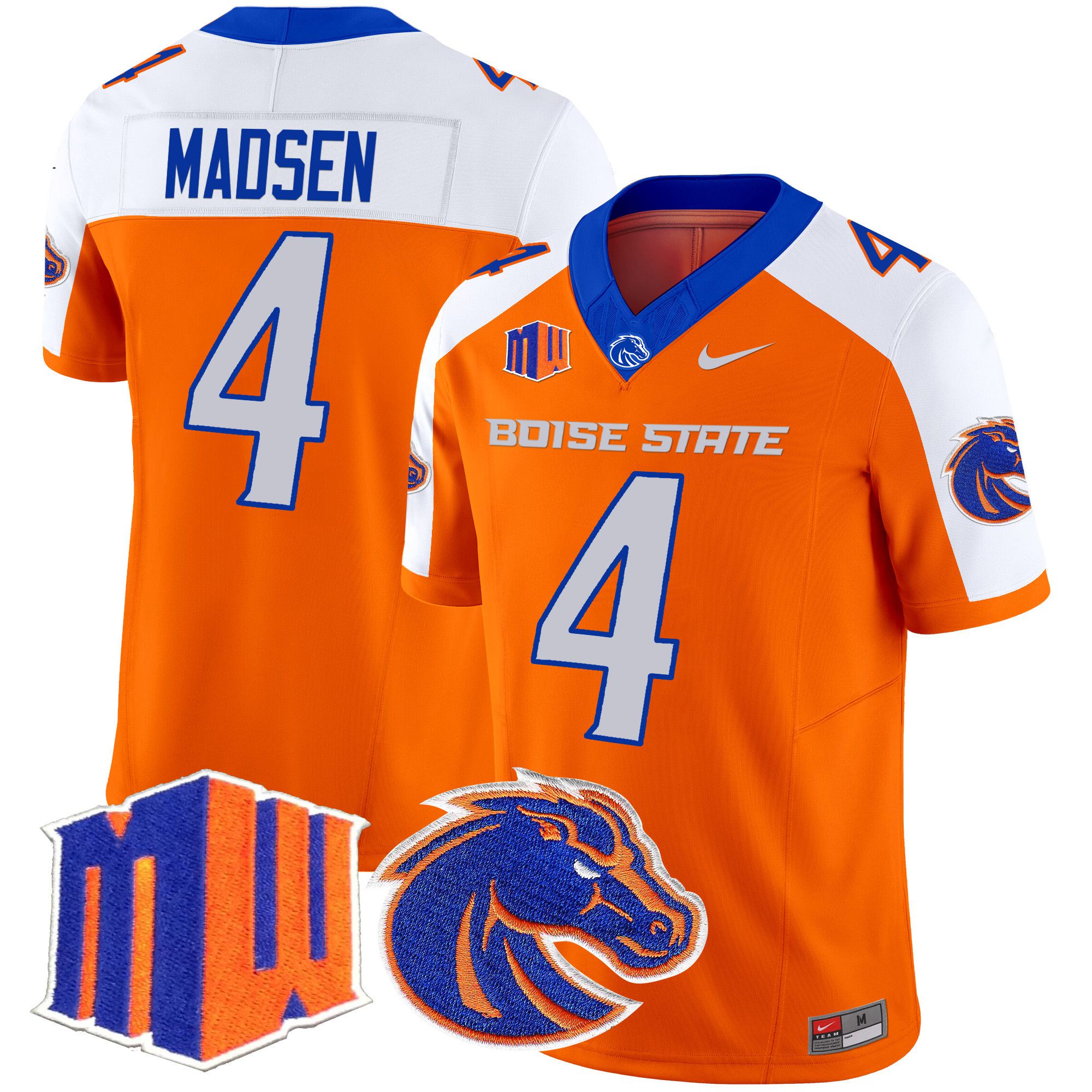 Men Boise State Broncos #4 Madsen Orange Nike 2024 Vapor Limited NCAA Jersey